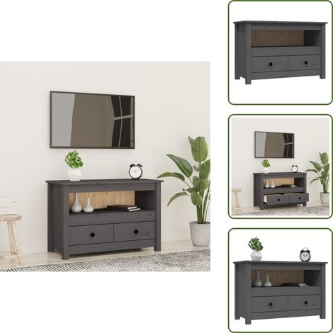 - vidaXL Mobile Porta TV Grigio 79x35x52 cm in Legno Massello di Pino -