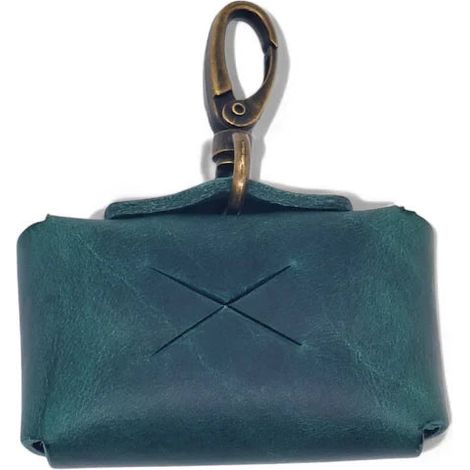 Porte-Sac à Crottes pour Chien en Cuir Tannage Végétal Vert avec Rouleau Inclus - PANGIVO