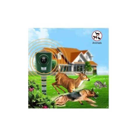Dissuasore Ultrasuoni per Animali, Impermeabile, per Giardini, Campi, Vivaisti, Anti-Gatti e Uccelli, con Puntale da Terra (1/4)