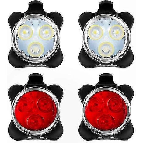 USB-wiederaufladbares LED-Fahrradlicht-Set für vorne und hinten, 4er-Set für mehr Sicherheit beim Radfahren in der Nacht, gut sichtbare, wasserdichte Fahrradlichter (1/5)