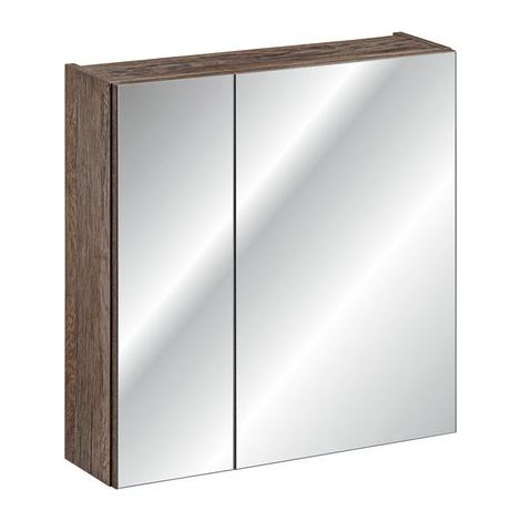 Cabinet en bois avec miroir Rosario Oak - Marron - H 65 x L 60 x P 17 cm - Livraison gratuite (1/5)