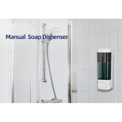 Seifenspender Weiß 320 ml Wandmontage Einzelner manueller Seifenspender mit Schloss für Bad Küche (1/5)
