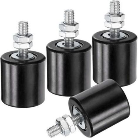 noir, Lot de 4 rouleaux de guidage pour portail coulissant, 4,3 cm en nylon, support de portail, guide universel à roulement à bil