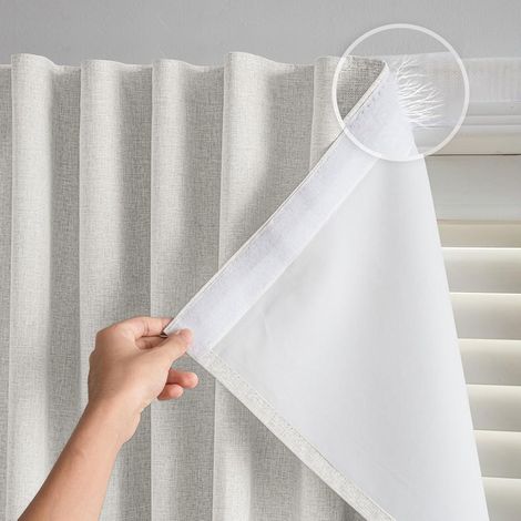 Rideau Occultant Auto-Adhésif sans Percage 64x102cm Gris Triple Couche Anti-UV Isolation Thermique Réduction Bruit Protection Intimité Fenêtre (1/2)
