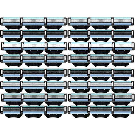 Eclairage Design – Lames de rasoir de rechange Mach 3 – Lot de 48 lames – 3 couches de nano-lames inductives – Double bande lubrifiante – Conception anti-obstruction (1/5)