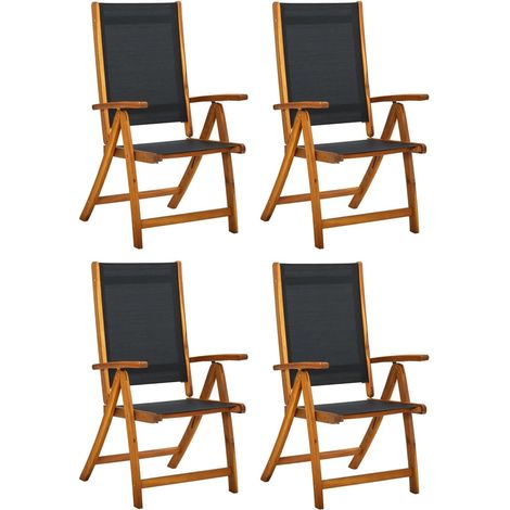 vidaXL Folding Chairs 4 pcs Solid Wood Acacia and Textilene