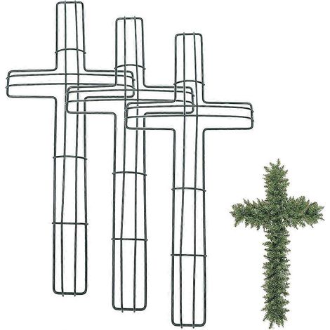 cadres de couronne en fil de fer en forme de croix, thème religieux (église)-40.00X18.00X1.50CM-Green (1/3)