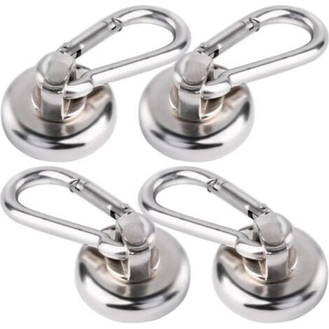 4pcs Crochets Magnétiques Aimantés Puissants, 25 mm Néodyme Aimant Grands Crochets de Traction Avecde 22 kg Puissants Force Crochet avec œillet Aimant Pour Cuisine Salle de Bain (1/5)