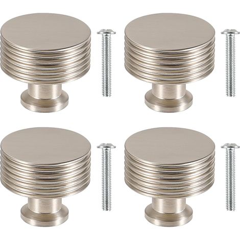 Tiradores para cajones, paquete de 4 unidades, color plata mate - Herrajes decorativos para armarios - Perfectos para proyectos de bricolaje (1/4)
