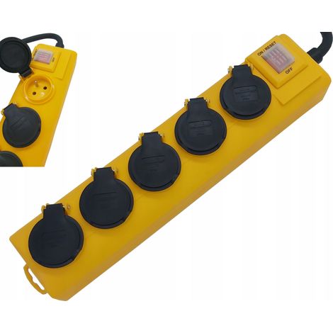 Multipresa a 5 prese 2m H07RN-F 3G2.5 IP54 per esterni gialla Super-Solid brennenstuhl (1/5)