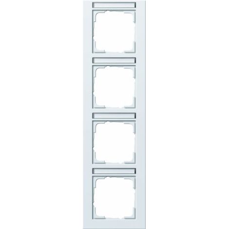 GIRA 111429 CADRE DE RECOUVREMENT 4  GANG AVEC L'ESPACE DE MARQUAGE PERPENDICULAIRE GIRA E2, BLANC PUR