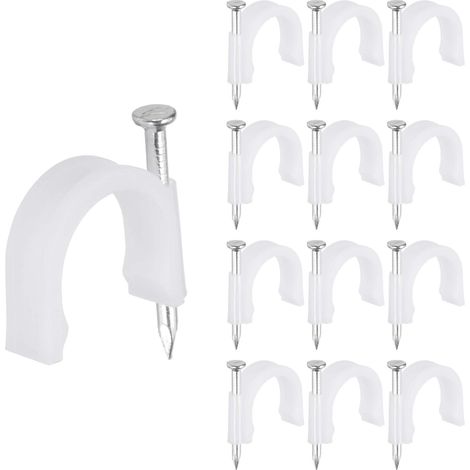 210Pcs Demi-Crampon J-Hook Avec Clou 3/4" / 20mm Clip Câble Blanc (1/5)