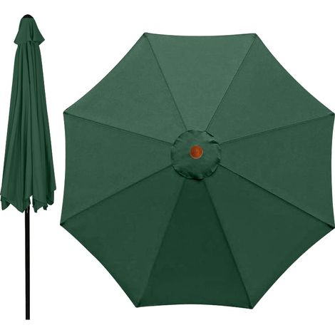 Housse de rechange pour parasol - 300 cm - 8 baleines - Imperméable - Protection UV - Pour parasol, marché extérieur, table, baldaquin - Tissu de rechange - Pas de porte-parapluie - Vert (1/5)
