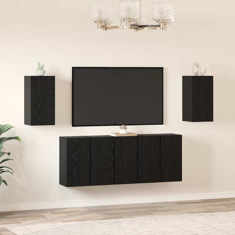 Conjunto de mueble de TV 7 pcs Roble negro 30.5 x 30 x 60 cm