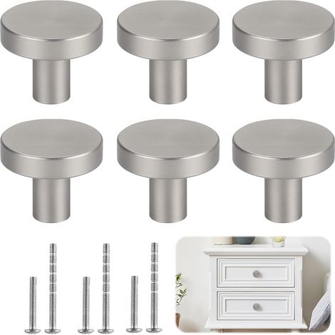 6 Pièces Poignée Meuble Cuisine (Argent) Boutons de Porte Argenté Poignee de Meubles Boutons de Meubles Bouton Porte Placard Rondes Bouton de Porte Convient pour Armoire à Tiroirs de Bureau (1/4)