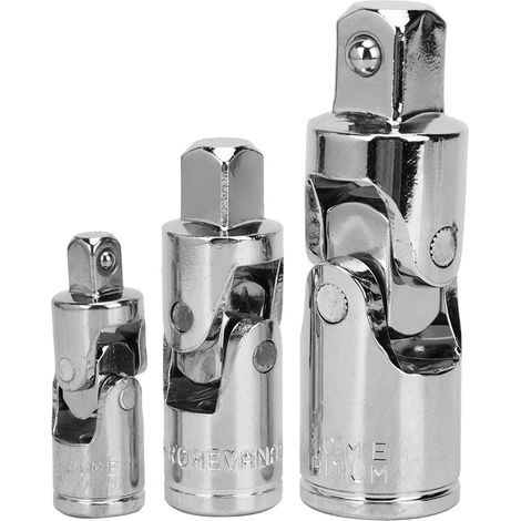 3-teiliges Universalgelenk, Chrom-Vanadium-Stahl, hochglanzpoliert, gehärtet, Adapter 1/4", 3/8", 1/2 Zoll (1/5)