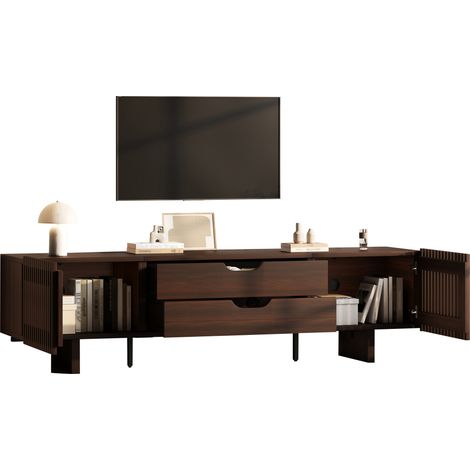 Mueble TV con 2 Cajones y 2 Puertas, para TV hasta 75 Pulgadas, Salón, 180×40×45 cm (1/5)