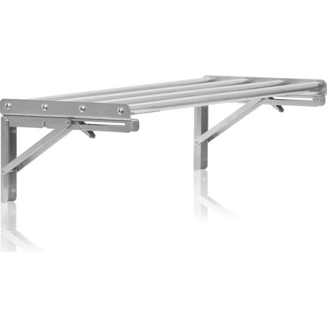 Mahlzeit Edelstahl Wandregal Stangendesign, 60 x 30 cm, Küchenregal, Klappbar, Silber, Wandmontage (1/5)