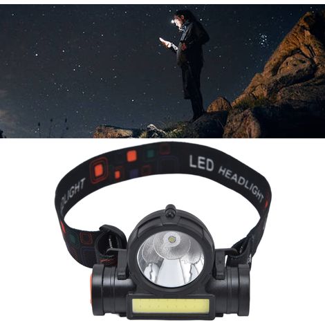 Lampe frontale haute intensité à double usage LED+COB, rechargeable par USB, grand réflecteur, mini lampe de travail, étanche pour l'extérieur, adaptée à la chasse, à l'élevage et à la pêche. (1/5)