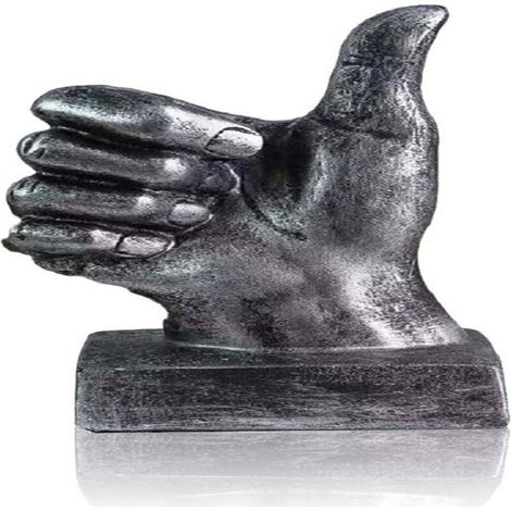 Statue décorative de main en résine argentée, sculpture de doigt design moderne