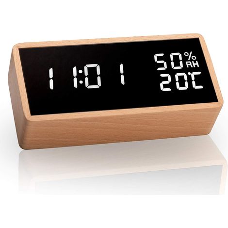 MINKUROW Reloj Despertador Led Reloj Despertador Digital, Reloj De Mesa Con Control De Voz, Fecha, Temperatura Y Humedad, Para El Hogar, El Dormitorio, La Habitación De Los Niños Y La Oficina (1/5)