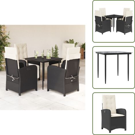 Meubles extérieurs - vidaXL Ensemble à manger de jardin coussins 5pcs Noir Résine tressée - Chaise de jardin noir