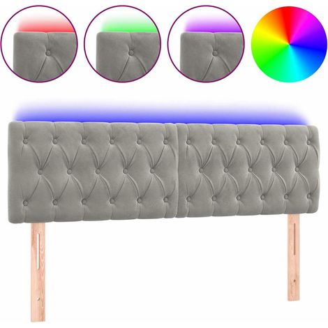 Maison Exclusive - LED Kopfteil Hellgrau 144x7x78/88 cm Samt (1/5)
