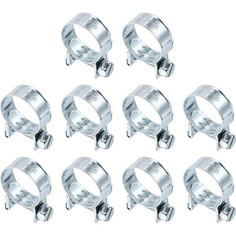10pcs Collier De Serrage Pour Injection De Carburant 18-20mm Ajustable En Acier Zingué Mini Collier Pour Tuyau De Gaz Pour Automotive Agriculture Plomberie Diesel Essence Tuyau (1/5)