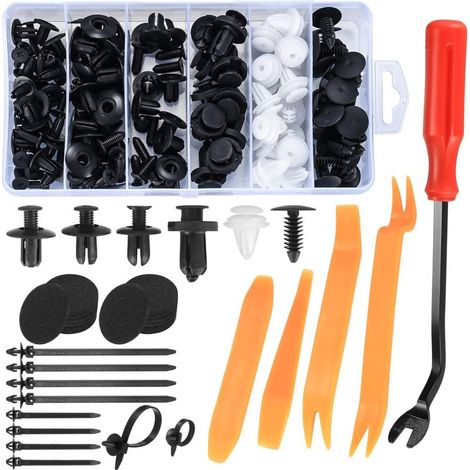 Laoa – Packung mit 100 Nylon- und Kunststoff-Nietclips – Befestigungselemente für Fahrzeugverkleidungen – Verschleiß- und korrosionsbeständig – Inkl. Demontagewerkzeug (1/5)