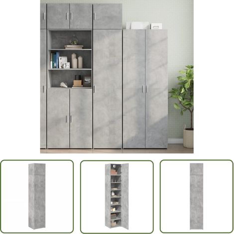 vidaXL Hochschrank Schmal Betongrau 45x42,5x225 cm Holzwerkstoff (1/5)