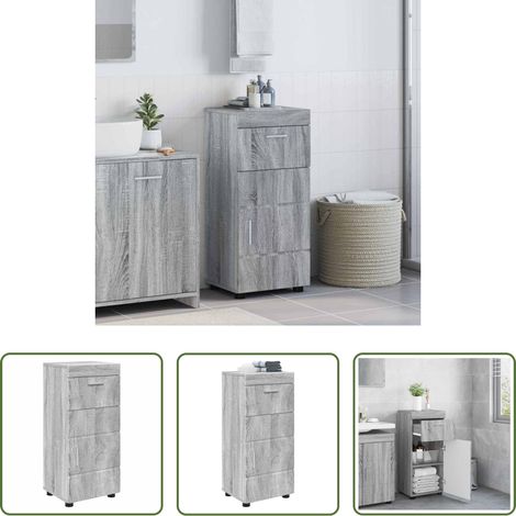 Holzschrank - Badezimmerschrank-Set TULUM Graues Sonoma 37 x 31,5 x 82 cm (1/5)