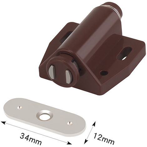 Aimant Porte Placard, Loquets Magnétiques par Pression Aimant Porte Meuble pour Ouvrir et Fermer la Porte de Meuble Armoire Placard avec une Seule Touche (brun) 12pcs (1/5)
