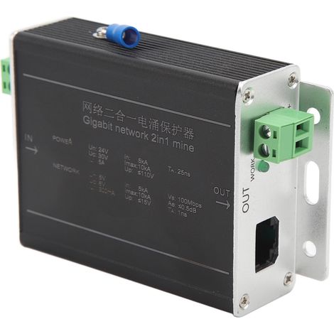 Parafoudre réseau 2-en-1 24V pour caméra de surveillance, protecteur contre les surtensions Ethernet, système de monitoring. (1/5)