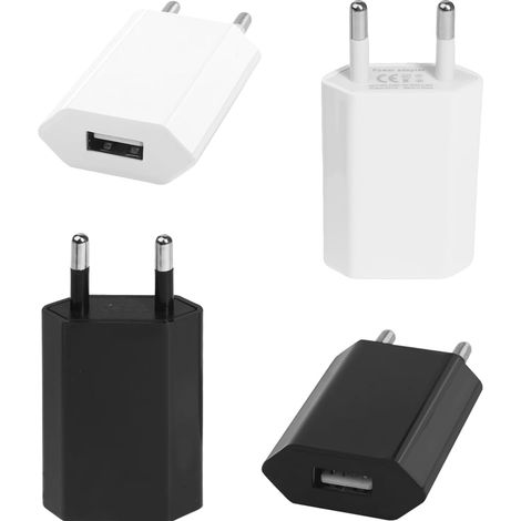 Lot de 4 Fiches Chargeur USB 5V/1A - Adaptateur USB 5W Basse Consommation pour Banque d’Alimentation, Casque Bluetooth & Petit Appareil