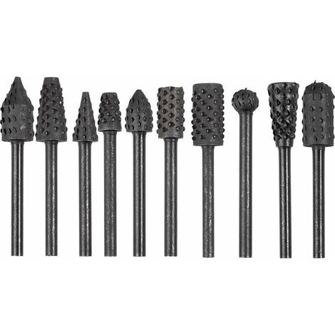 10pcs 1/8 '' Shank Rotary Burr Rape Ensemble En Acier Au Carbone Sculpture Sur Bois Fichier Rape Forets Fit Pour Outils Rotatifs Pour Le Bricolage Du Bois (1/4)