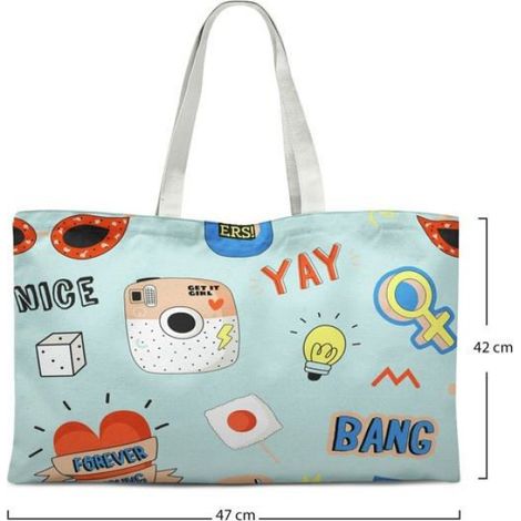 Sac shopping - Bonamaison - Coton - Bleu - 72 x 47 cm (1/4)