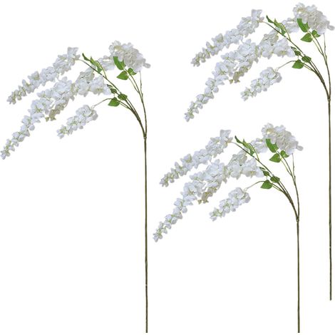 Künstliche Glyzinienzweige, 99 cm lange Stiele, Seiden-Glyzinienblütenkette für Zuhause und Balkon, Weiß (1/3)
