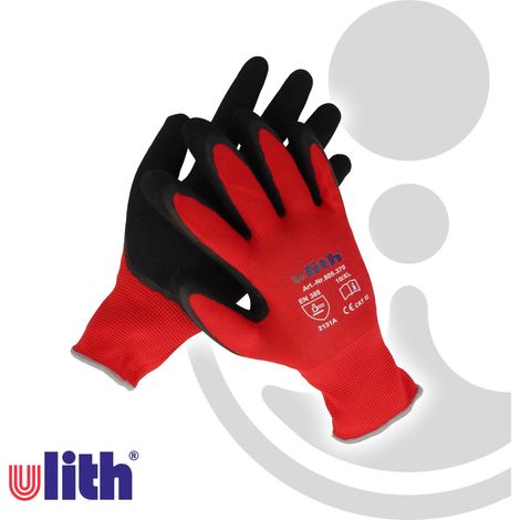 1 Paar Ulith Arbeitshandschuhe Latex soft geschäumt rot/schwarz Cat II EN388 Gr.10 (1/2)