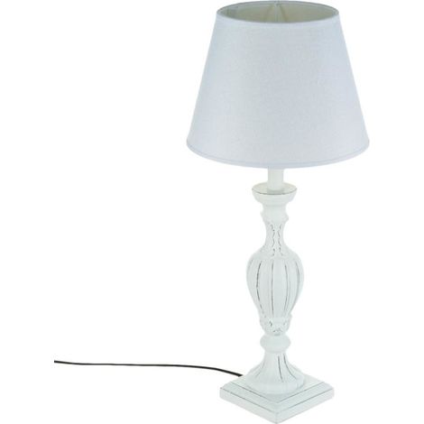Lampe en Bois Patiné "Cabeloh" 55cm Blanc