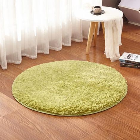 Paillasson rond Shaggy Tapis antidrapant Tapis de sol pour salle de bain Salon Noir 60 cm PAILLASSON PAILLASSON (1/4)