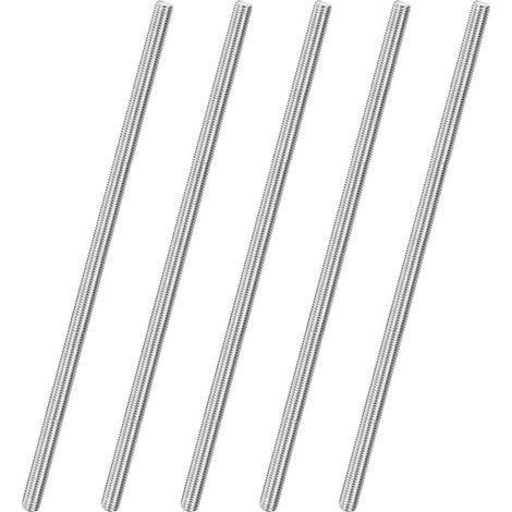 Lot de 5 tiges entièrement filetées, M10 x 300 mm, filetage à droite en acier inoxydable 304, pour boulons d'ancrage/pinces/étriers de fixation de meubles, vis à filetage métrique (1/5)