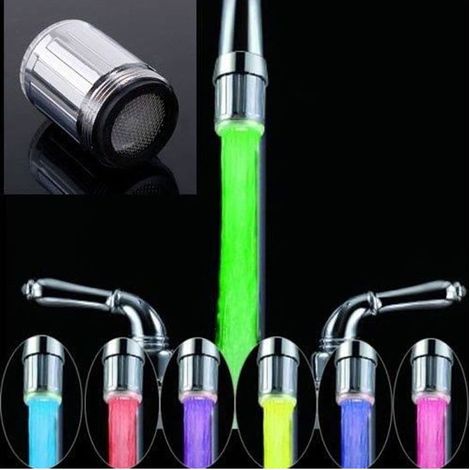 Robinet LED - LED 7 couleurs changeantes - Embout pour évier - Sonde Température Mousseur Faucet (1/4)