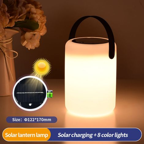 Tragbare zylindrische Solar-Außenleuchte, stimmungsvolle Nachtbeleuchtung für Camping, Garten und Rasen