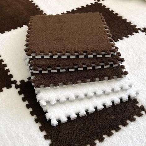 12 Dalles De Moquette Emboîtables, Tapis En Mousse Moelleuse 30 X 30 Cm Avec Bordure Moquette Pour Chambre A Coucher Tapis De Salon Rouge 98838909