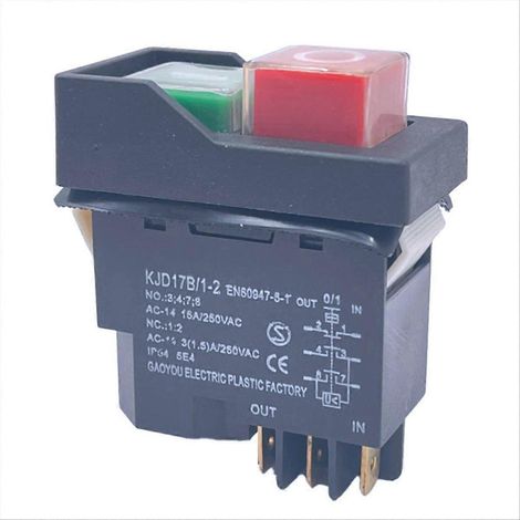 Interrupteurs à bouton-poussoir électromagnétiques à 6 broches KJD17, 15 A, 250 V CA (1/5)