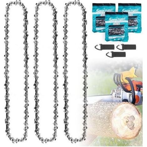 3 x Chaîne Tronçonneuse 35 cm, 3/8" LP 52 Maillons, Jauge 1,3 mm – de Rechange Antirebond pour Guide 14 Pouces, Compatible avec Husqvarna Dolmar Einhell Makita Hitachi Oregon - (1/5)