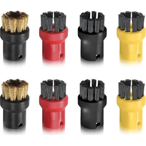 Cepillos de repuesto para limpieza a vapor, cepillos redondos pequeños, aptos para Karcher SC1 SC2 SC3 SC4 SC5 SC7 CTK10, paquete de 8 unidades (1/5)