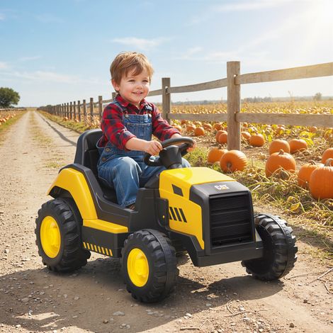 Veicolo da costruzione per bambini, macchinina cavalcabile per bambini, telecomando, controllo manuale, Bluetooth + funzione musica, 3-6 anni, plastica, acciaio, giallo