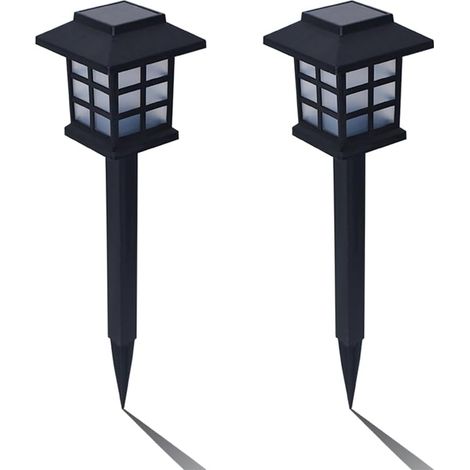 Lampes solaires pour allées extérieures, lot de 2 lampes LED étanches pour éclairage de jardin, cour, terrasse et allée (blanc chaud) - Offrent 6 à 12 heures d'éclairage. (1/4)