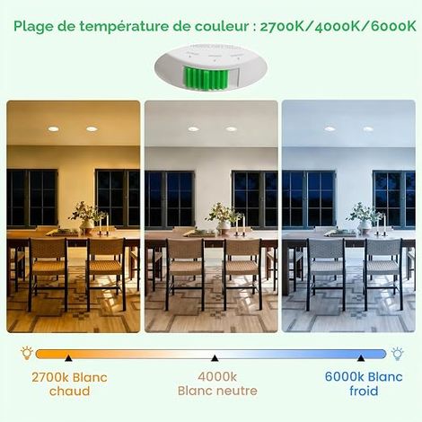 Spot LED Encastrable Orientable 230V, 5W Spots de Plafond Plat Blanc Blanc Blanc Froid Réglable, Spot Salle de Bain, Trou Ø68-80mm, Blanc (1/3)